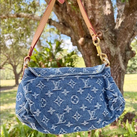 Authentic✅Louis Vuitton Denim Bag Mini Pleaty Monogram Vintage Jean Shoulder Bag - Picture 11 of 13